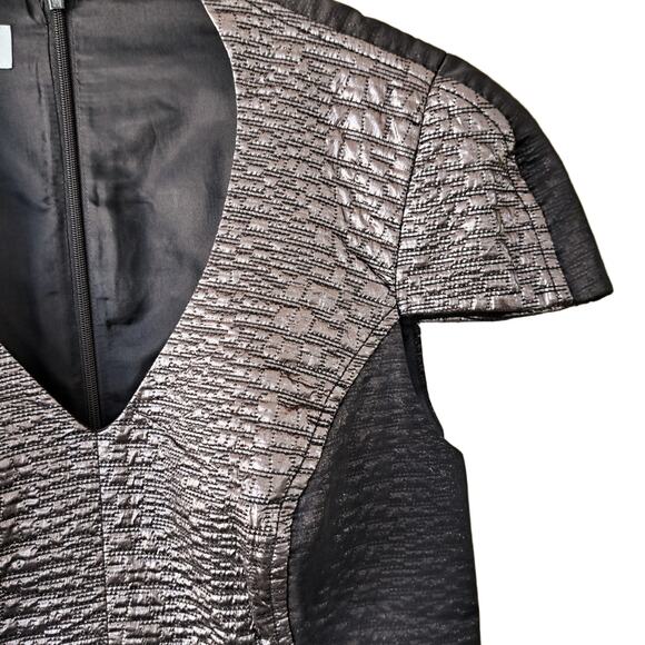 TIBI Metallic Jacquard Cocktail Party Sheath Mini Dress 4 Black Lilac Structured - Picture 9 of 12